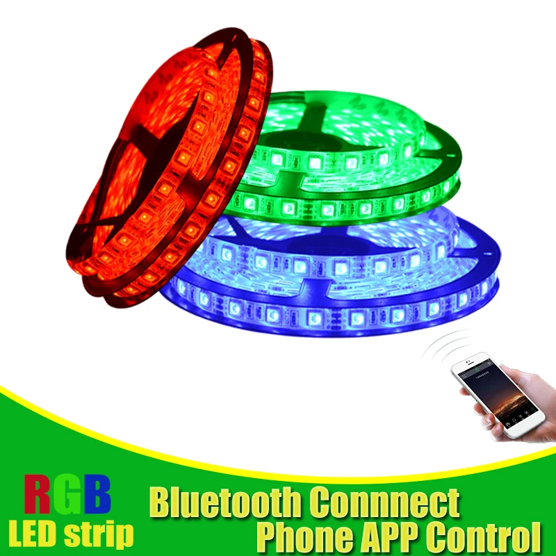 Контроллер Bluetooth RGB Светодиодные ленты набор 12 V Светодиодные ленты 5050 5 м 60 Светодиодный/m + контроллер Bluetooth