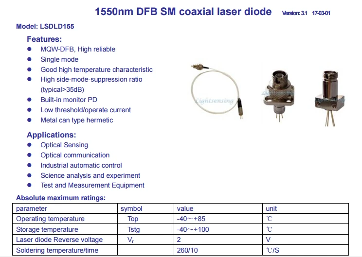 1550nm DFB лазерный диод волокно выходная мощность 4 мВт DJKFC чехол посылка Высокое качество промышленности Lazer