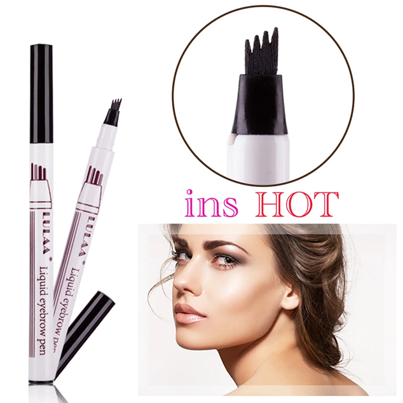 

New 4 Head Fine Sketch Liquid Eyebrow Enhancer Dye Tint Pen Eyebrow Pencil Waterproof Fork Tip Eyebrow Tattoo Pen