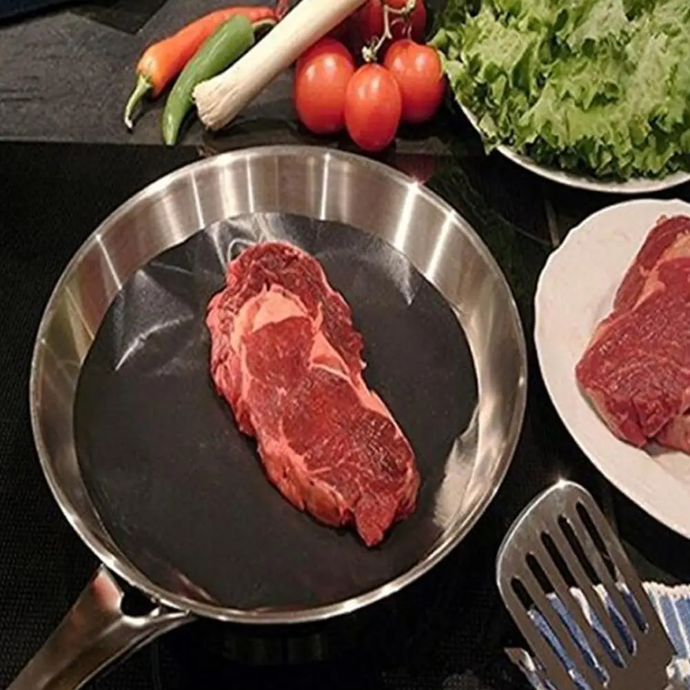 

1pcs 24cm*0.12mm Non-Stick Pan Frying Pan Pad High Temperature Pan Liner Prevent Sticking Food Pot Mat Kitchen Tool Non-stick