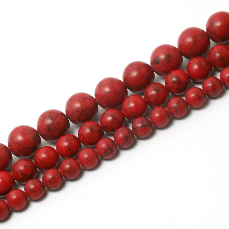 New Arrivals Fashionable Red Natural Stone Beads Round Beads Jewelry ...