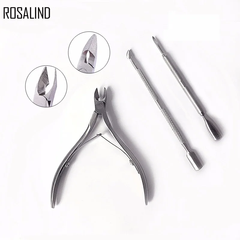 

ROSALIND Cuticle Scissor Set Nail Art Cuticle Pusher Cutter Nipper Clipper Dead Skin Remover Tweezer Manicure Nail Pushers Tool