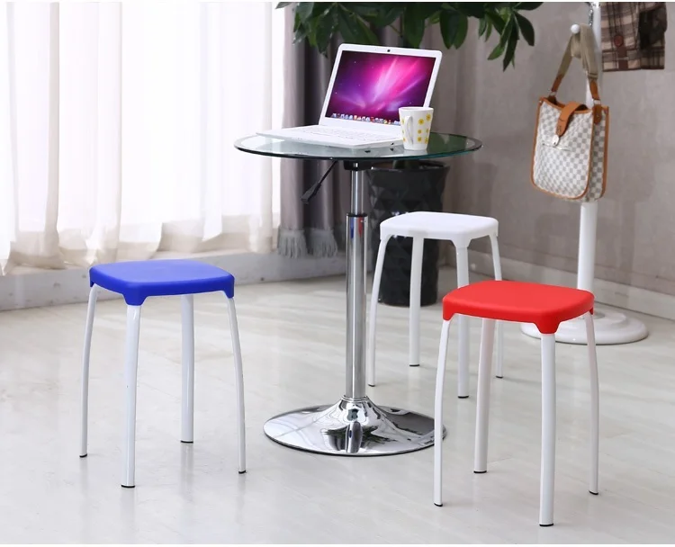 

Hotel dining stool blue red color plastic PP seat Stackable stool retail wholesale free shipping