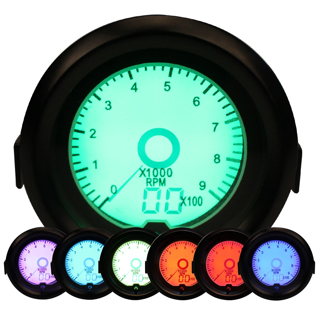 

Universal 52mm Tachometer Gauge 7 Coclors Backlit LED for Auto Gasoline 12V Engine 0-9000 RPM Auto Gauge