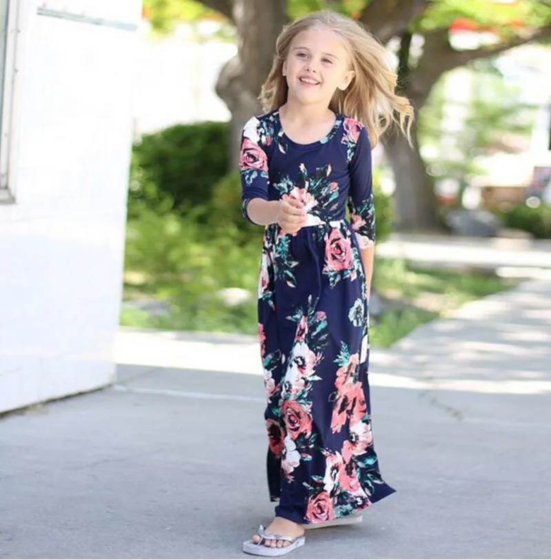 Girls Dress Fashion Bohemian Dress for Girls Beach Tunic Floral Casual Maxi Dresses 3 4 5 6 7 8 9 10 Years Princess Costume my little pony для девочек платье для девочки