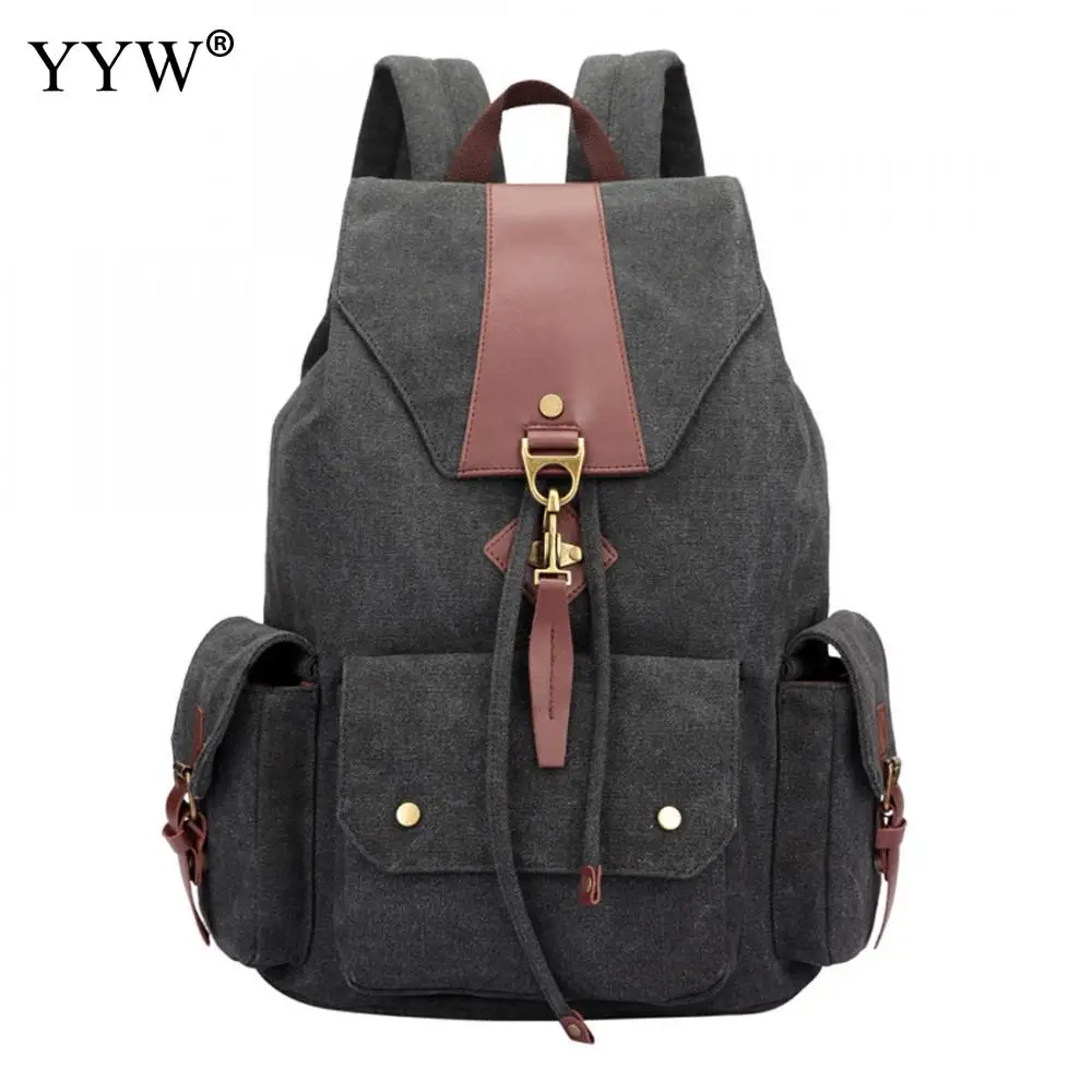 

Wholesale Solid Unisex Backpack 2018 Large Capacity School Backpacks for Male High Quality Gray Canvas Backpack for Women