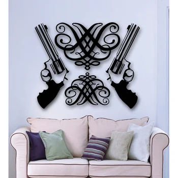 

Wall Stickers Vinyl Decal Revolver Weapon Gun Mafia Police Size 56x67cm