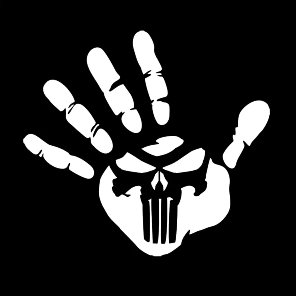 16.515.2CM Personalized Custom Handprint Punishment Skull Car Stickers Interesting Car Styling Vinyl Decals (3)