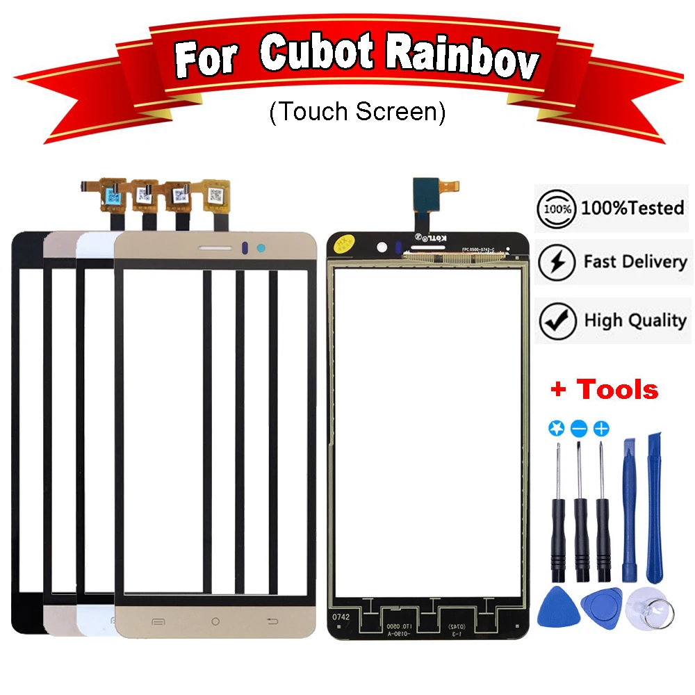 

Black/White/Pink For Cubot Rainbow Touch Screen Front Glass ( ON TP) Outer Panel Display Repair Replacement Part