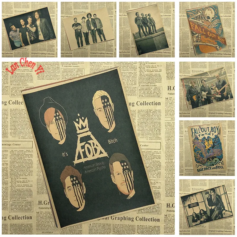 

Fall Out Boy Rock Band Music Kraft Paper Poster Vintage High quality Printing Drawing core Decorative Painting