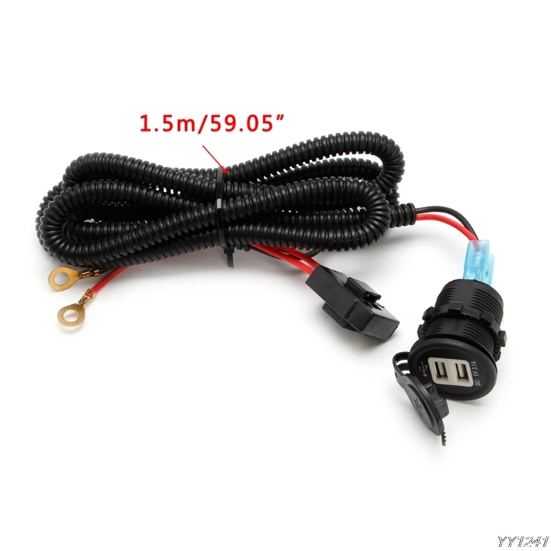 Автомобильный жгут для грузовиков двойной USB автомобильный прикуриватель 5 в 3.1A синий светодиодный Автомобильный USB зарядное устройство с проводкой Автомобильная электроника