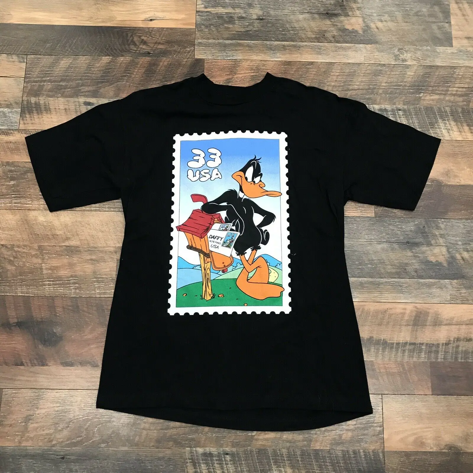 Винтажная Коллекция футболка с принтами Warner Bros Looney Tings Daffy Duck USPS | Мужская одежда