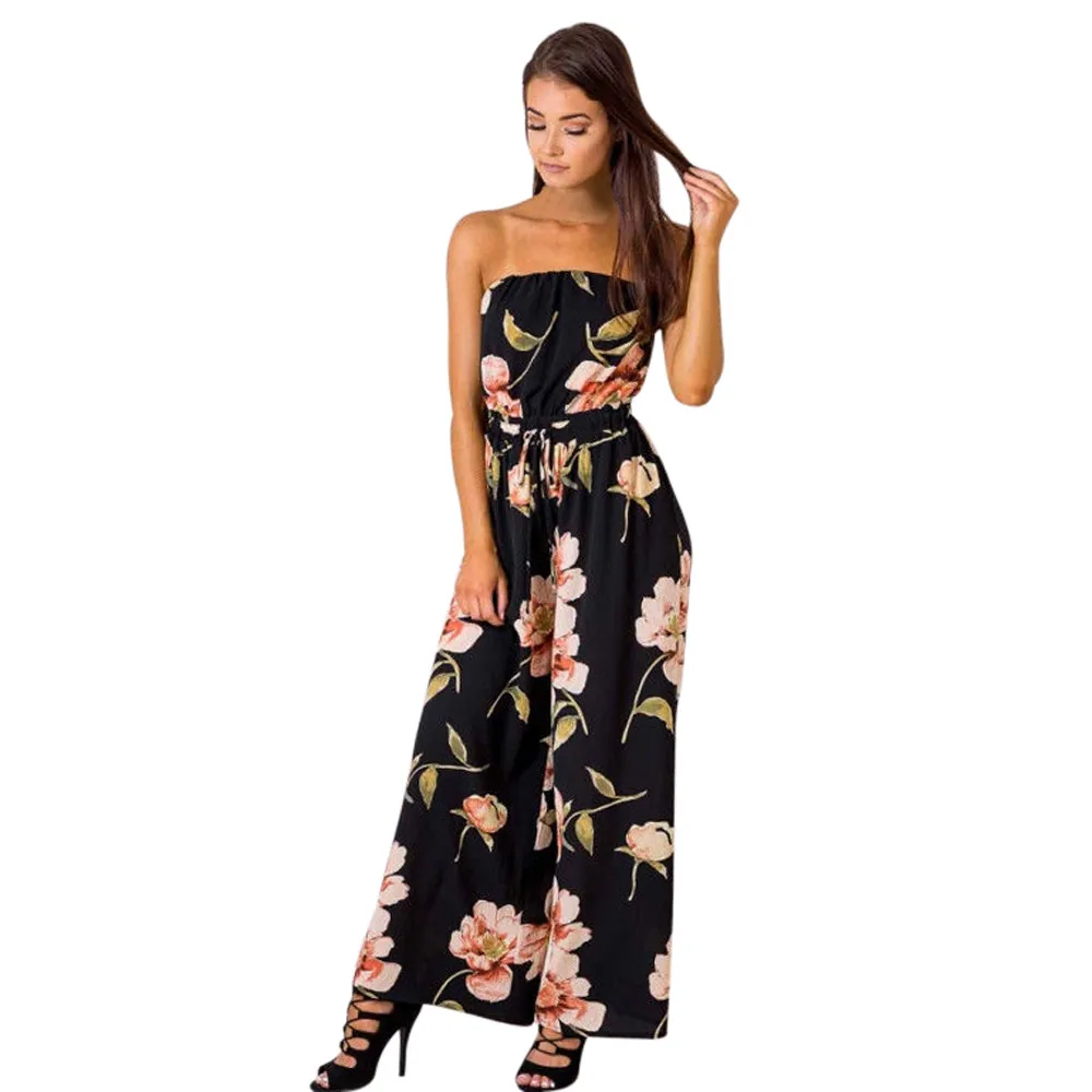 

Free Ostrich 2019 Sexy Spring And Summer Off Shoulder Dot Rompers Harness Backless Overalls Lace Up Jumpsuit D0635
