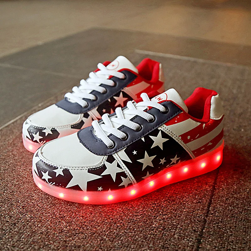 Светящиеся кроссовки KRIATIV с зарядкой от USB; женская обувь; детская обувь с подсветкой; светильник для младенцев; тапочки с подсветкой; Светящиеся кроссовки - Цвет: blue2