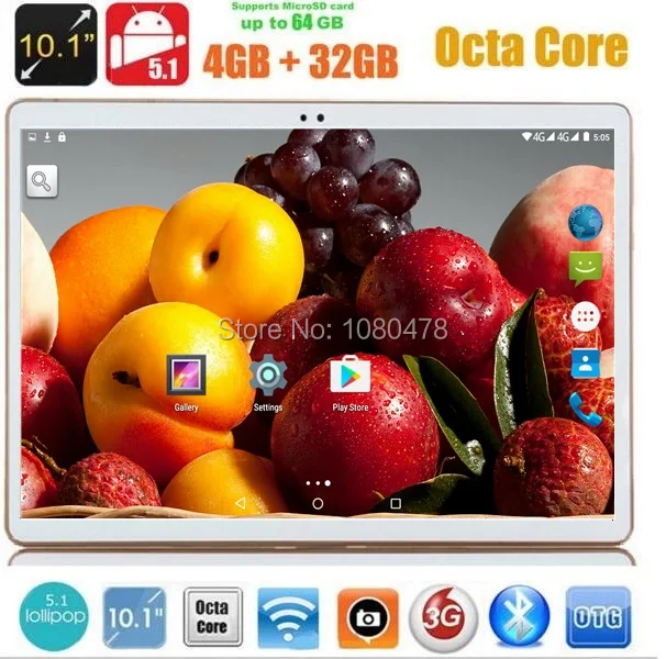  10 inch tablet PC 4G LTE Octa Core Android 5.1 IPS 4GB RAM 32GB ROM GPS 5.0MP 3G WCDMA tablets +gifts 