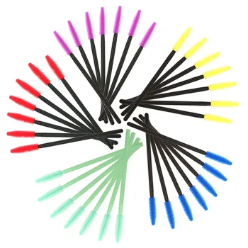 

50pcs Silicone Disposable Mascara Wands Eyelash Brushes Extention Makeup Tool Yellow/Red/Purple/Blue/Green Fashion