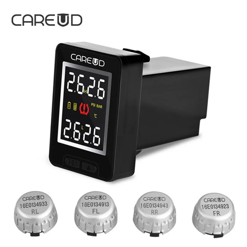 For NISSAN CAREUD U912 Car Wireless TPMS Tire Pressure Monitoring System with 4 External Sensors LCD Display Embedded Monitor