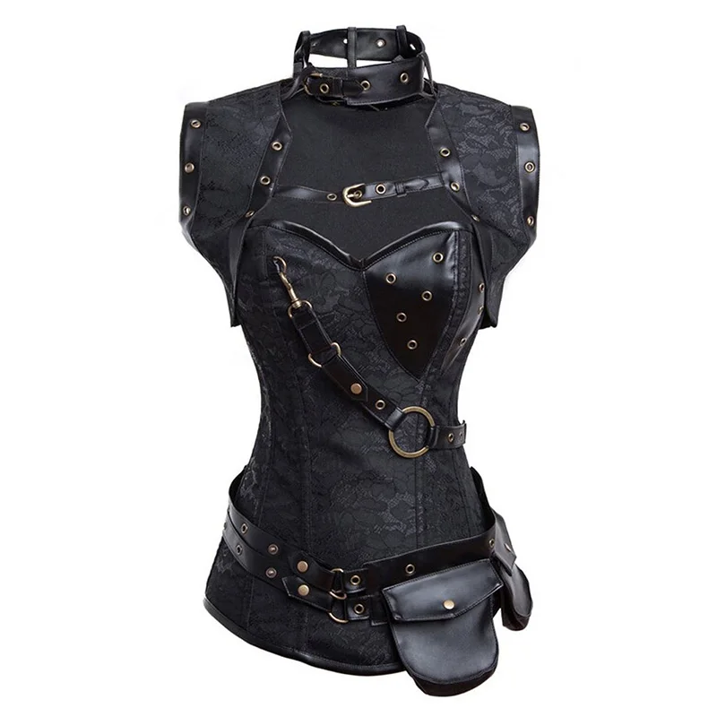 Red Black Steampunk Corset Gothic Clothing Steel Boned Sexy Corsets And Bustiers Vintage Burlesque Costumes Corselete Feminino (13)