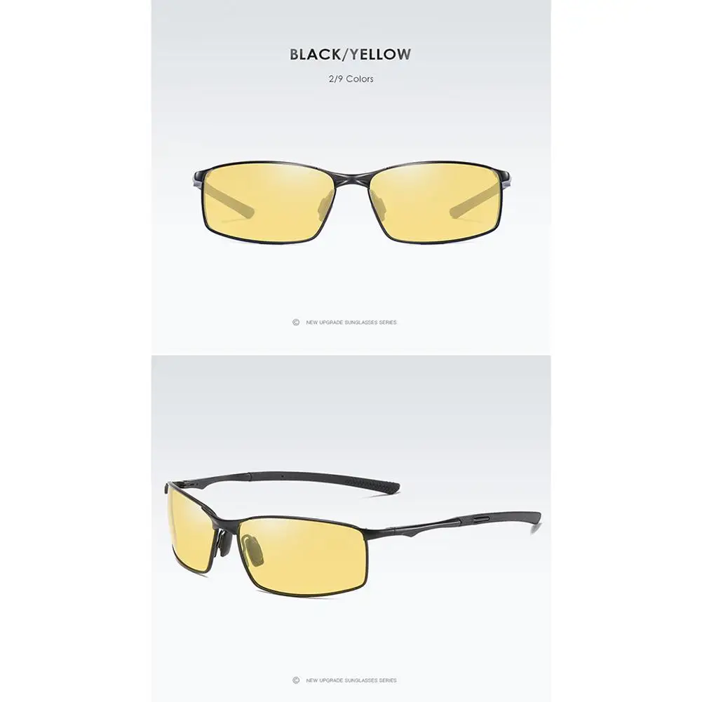Поляризованные солнцезащитные очки для мужчин, уличные очки для вождения, очки ночного видения, меняющие цвет, очки с металлической оправой, солнцезащитные очки для мужчин