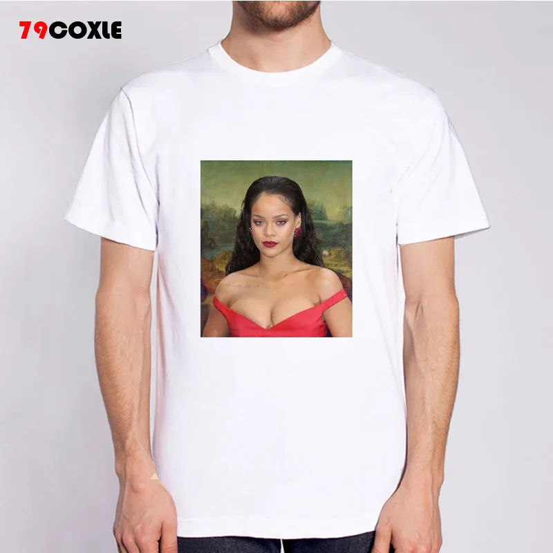 

rihanna T-Shirt Men 2018 Spring Summer New short Sleeve O-Neck T Shirt Men Brand Fashion Patchwork Cotton Tee Tops MR6394