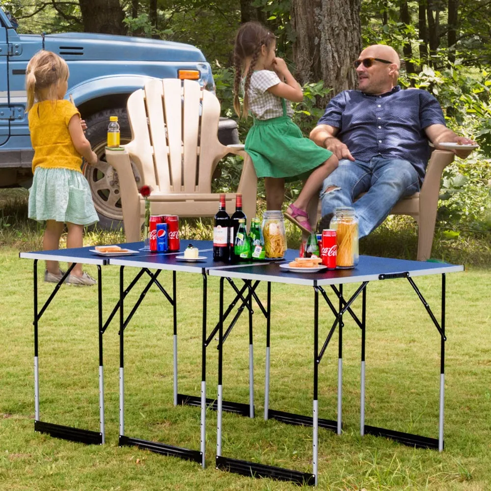 Giantex 3PCS Folding Outdoor Camping Picnic Table Set Height Adjustable Indoor Home Furniture OP3557 Giantex 3PCS Folding Outdoor Camping Picnic Table Set Height Adjustable Indoor Home Furniture OP3557