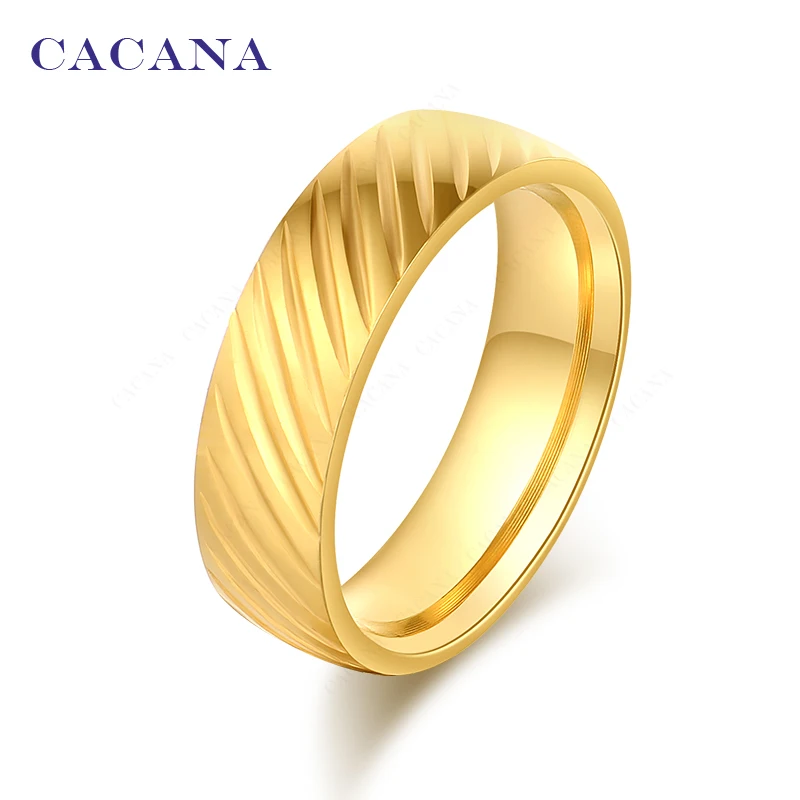 

CACANA Stainless Steel Rings For Women Surface Twill Personalized Fashion Jewelry Wholesale NO.R91