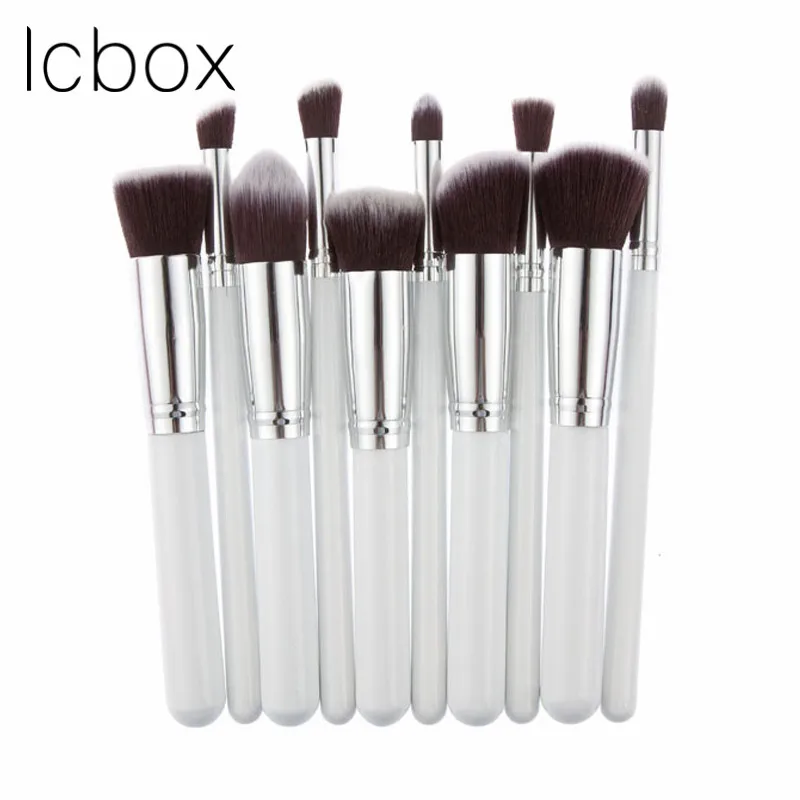 LCBOX Professional 10pcs White/Silver Makeup Brushes Set Beauty