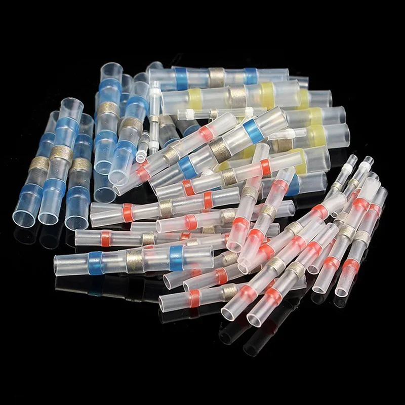 

100pcs Heat Shrink Solder Sleeves Wire Crimp Butt Terminals Waterproof Connectors CLH@8