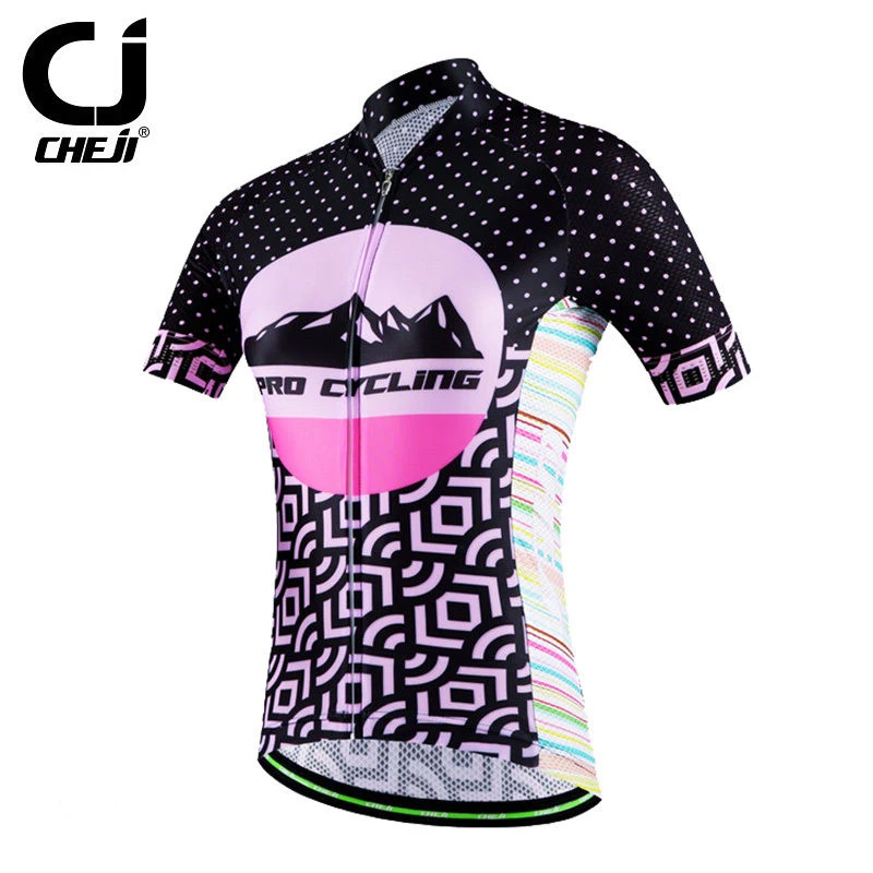 Cheji Women font b Bicycle b font Maillot Pink font b Cycling b font Jersey font