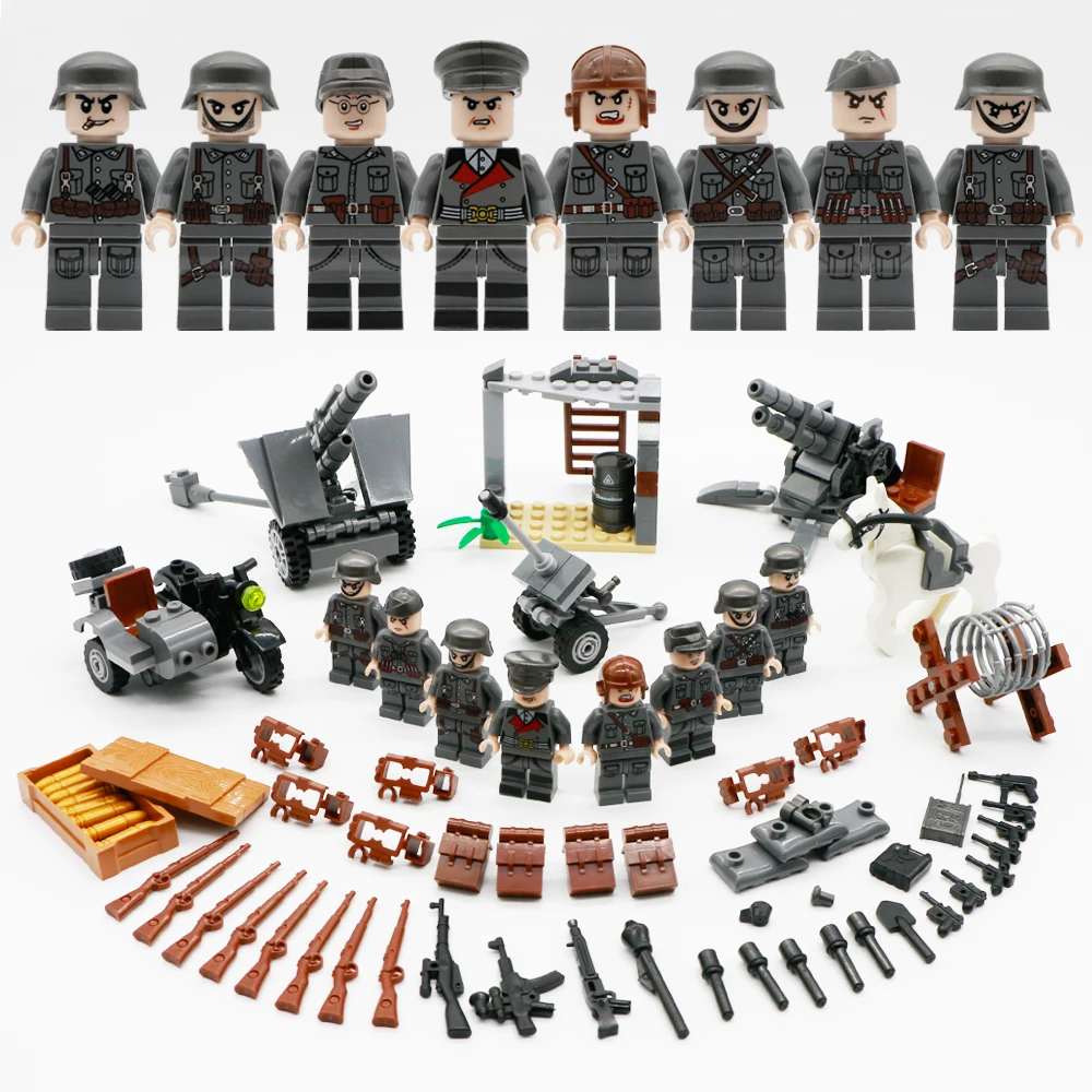 

LegoINGly Military WW2 Soldier Action Figures Set World War 2 Combat Zone Educational Men Boy Army Soldier Weapon Gun Blocks Toy