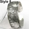 Vintage Tibetan Silver Elephant Carved Open Bangle Cuff Wide Bracelet Jewelry NEW Gypsy Square Flower Metal Tibetan Silver 6