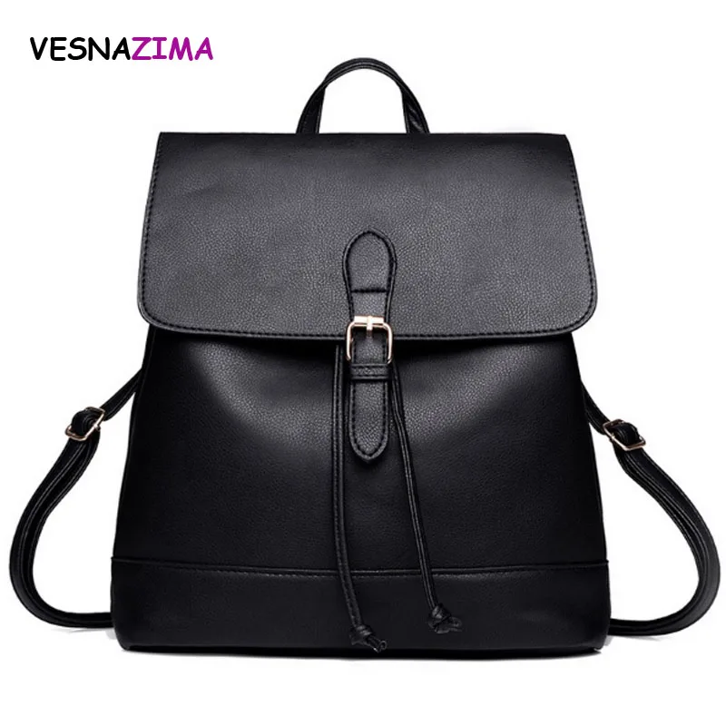 

Women Backpack Black High Quality PU Leather Mochila Escolar School Bags For Teenagers Girls Drawstring Backpacks Mochila WM435Z