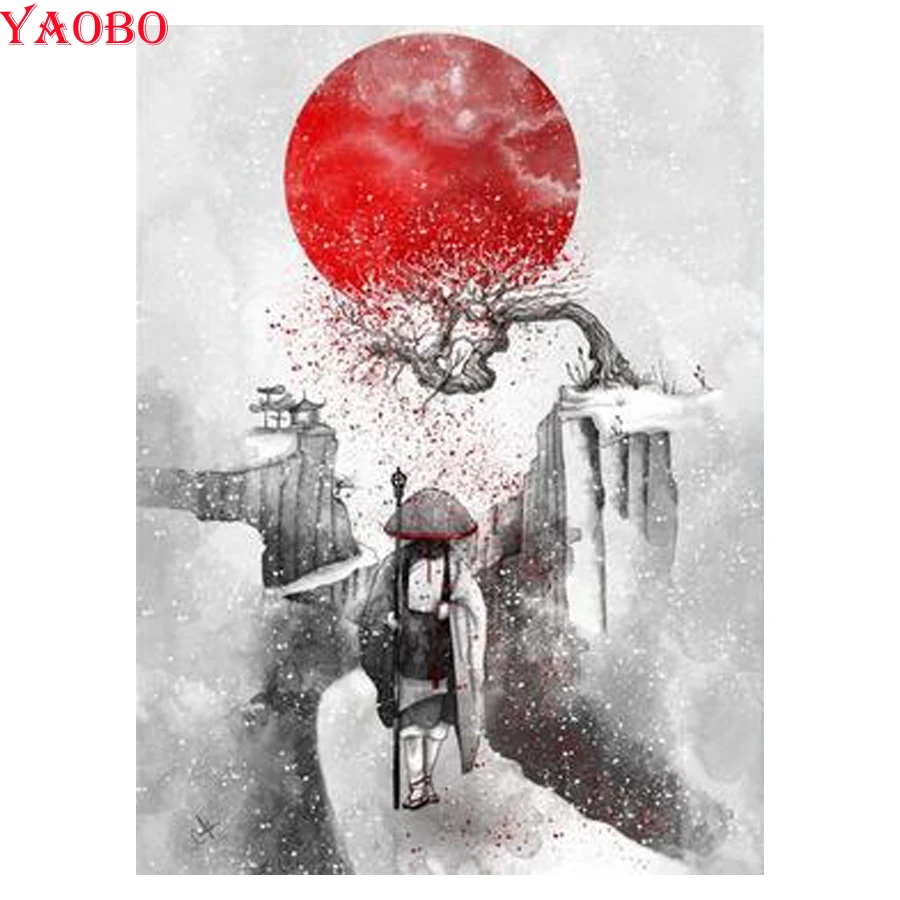 

diy 5d diamond painting Japanese Bushido Sakura Samurai full square round drill mosaic puzzle picture of rhinestones embroidery
