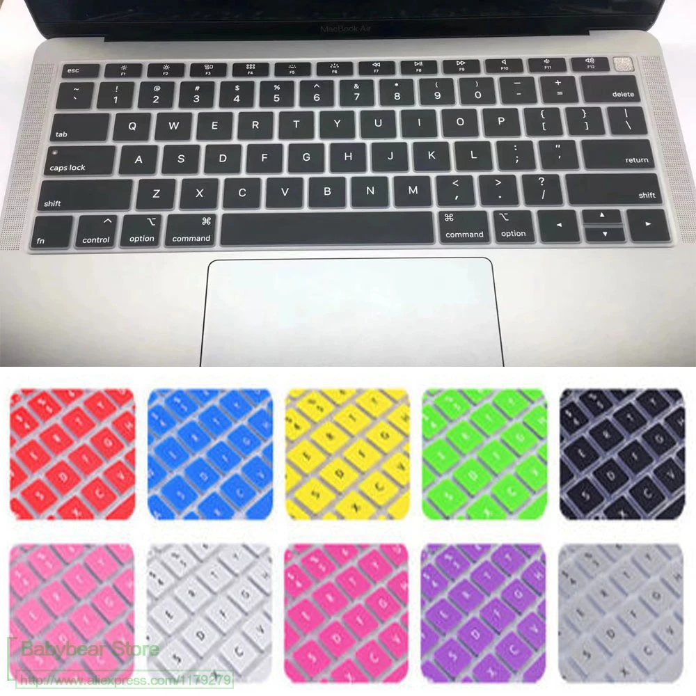 

English US Silicone keyboard Cover for 2018 macbook air 13" 13.3 A1932 With Touch ID Protector Macbook Air13 A 1932 touchbar
