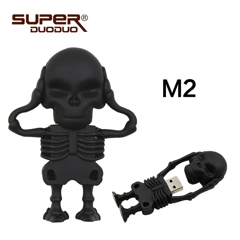 Креативный Флешка skull 64 GB 128 ГБ USB мультяшка флеш-накопитель с черепом usb-флэш-накопитель 32 GB 16 GB 8 GB оригинальная реальная емкость