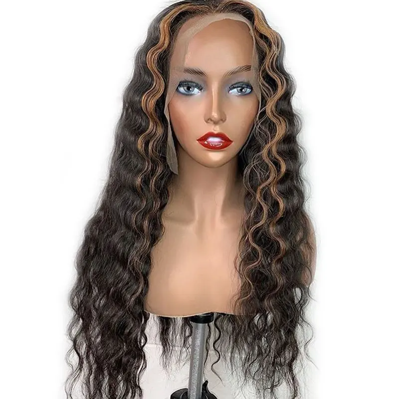 

PrePlucked Honey Blonde 360 Lace Frontal Closure Wig Remy Peruvian Highlight Curly Lace Front Human Hair Wigs For Black Women