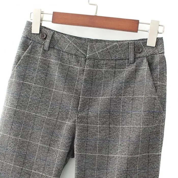 Новые популярные мужские ретро серые клетчатые брюки винтажные повседневные брюки с подтяжками TS95