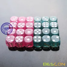 Bescon эфириальный блеск 12 мм 6 сторонних игр игральные кости набор из 24 шт. в бархатном мешочке на шнурке, розовый и бирюзовый(12 шт. каждого цвета