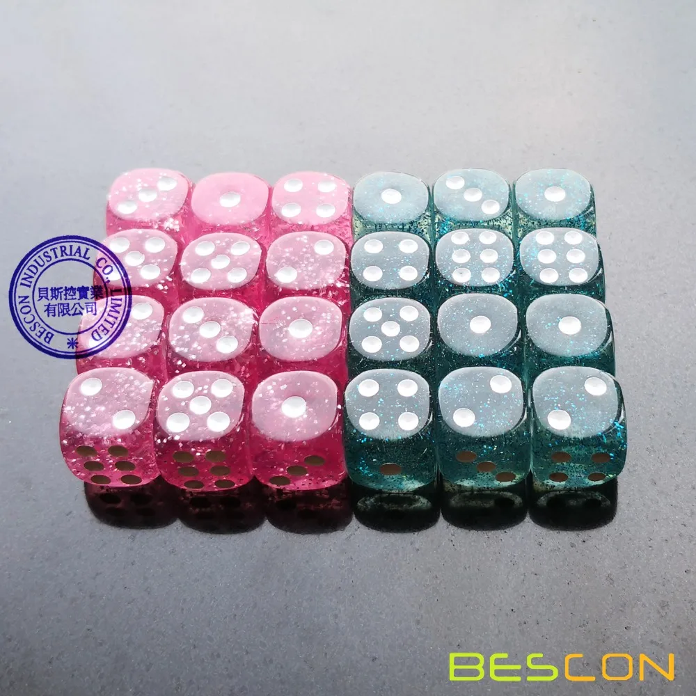Набор из 24 штук в бархатном мешочке с кулиской Bescon блестящие кубики 6
