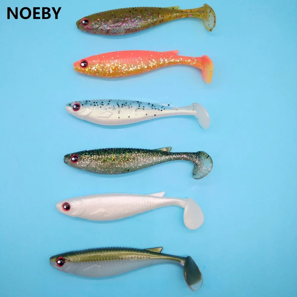 NOEBY 5485 16 шт./лот Мягкая приманка 8 г/10 см 6 цветов с 3d глазами для ловли карпа