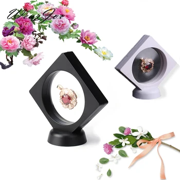 

9*9*2CM Jewellery Display Floating Clear Plastic Box PET Membrane Ring Earring Bracelet Gems Storage Stand Holder For Counter