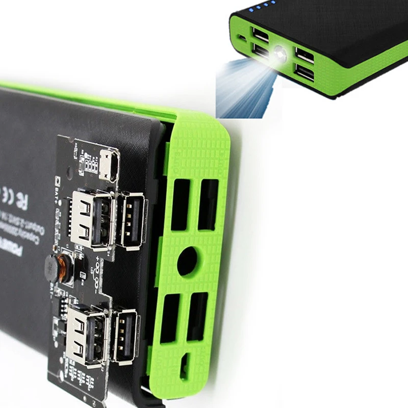 Универсальный 2.1A 4USB Внешний Аккумулятор Чехол 6x18650 зарядное устройство зарядный