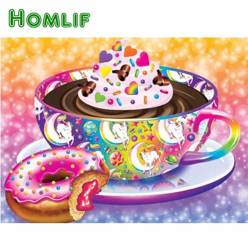 Алмазная вышивка HOMLIF 5d сделай сам картина из страз в виде торта кофе