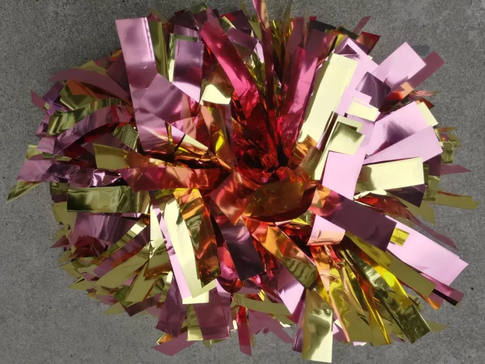 cheerleading Pom poms 3/4"x 6"custom color metallic orange and silver
