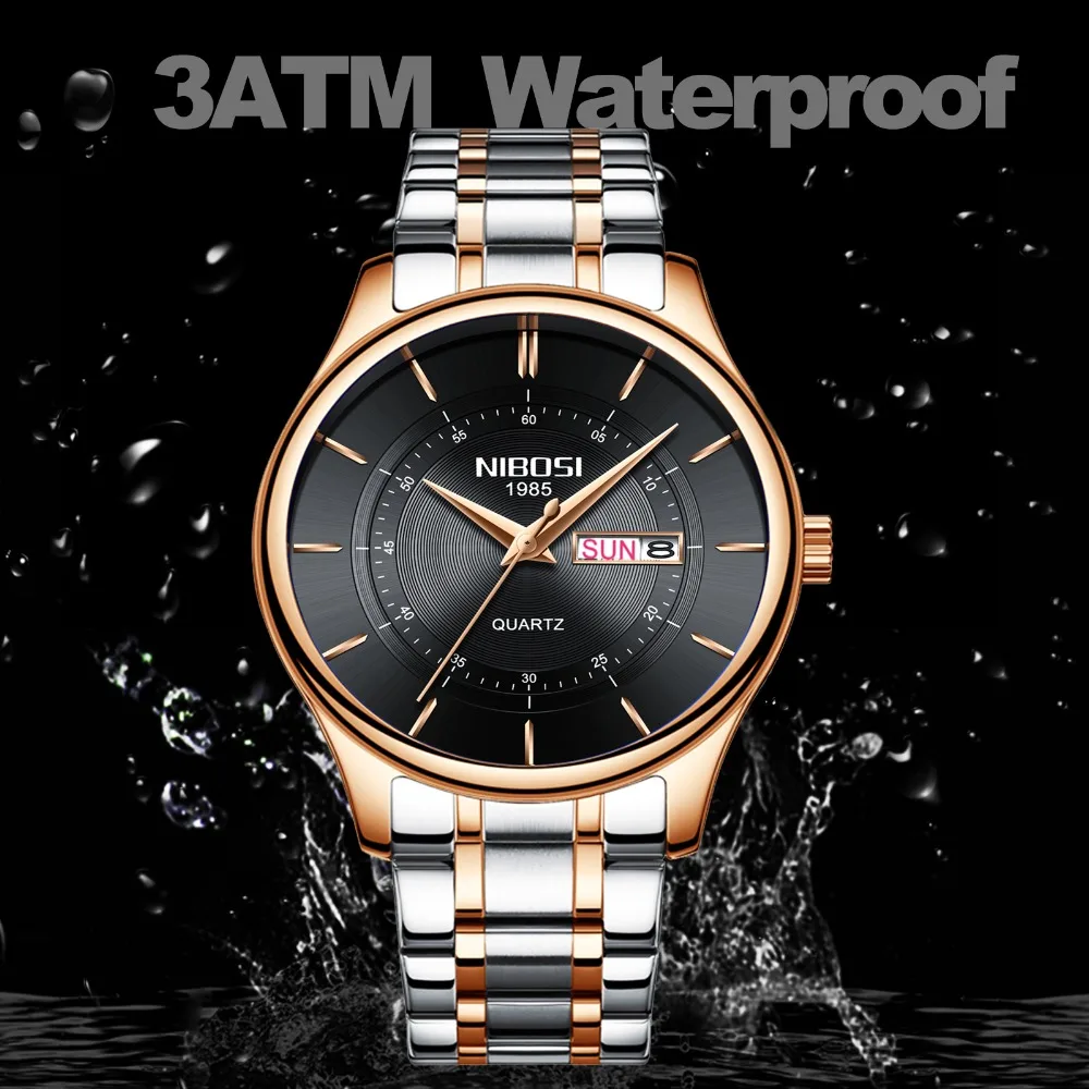 

NIBOSI Fashion Casual Brand Date Business Quartz Watch Men Dress Military Army Wristwatches Relogio Masculino