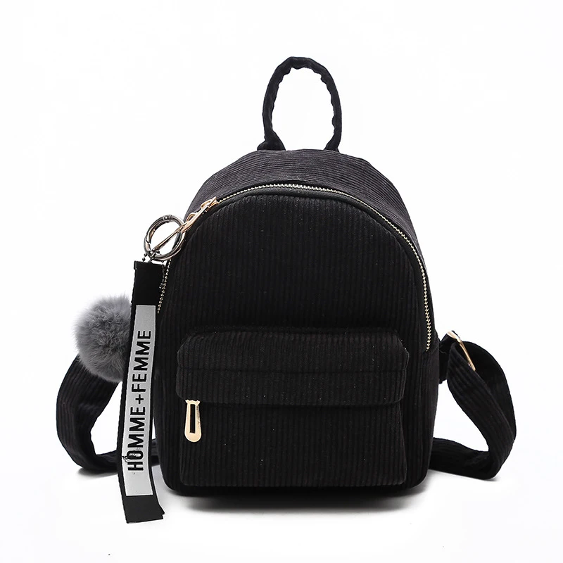 

Mara's Dream 2018 Brand New Women Girls Mini Backpack Velour Solid Color Travel School Backpack Rucksack Furry Ball Schoolbag