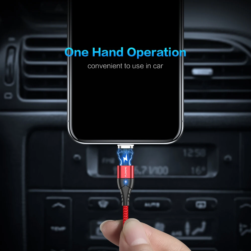 FLOVEME Magnetic Cable Micro USB Type C For iPhone Lightning Cable 1M 3A Fast Charging USB-C Type-C Magnet Charger Phone Cable