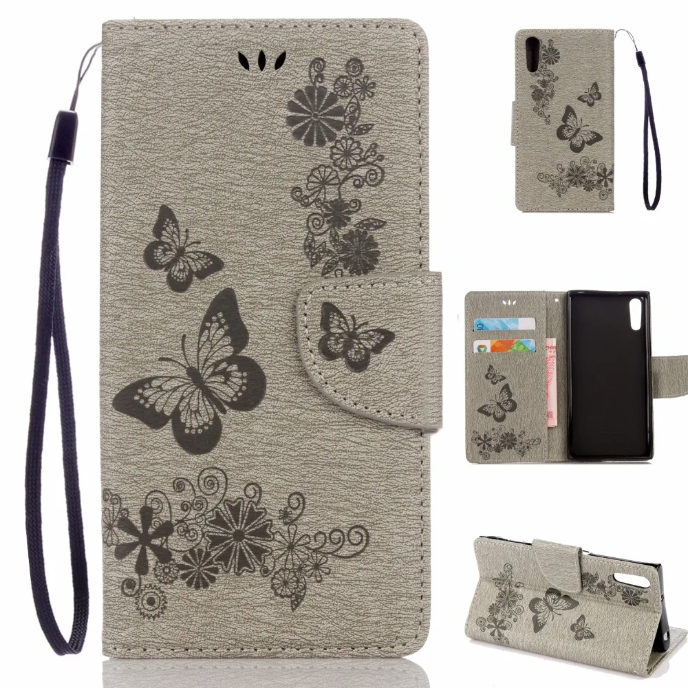 

Luxury Retro Printing Butterfly Flip Case For Sony Xperia XZ F8331 Dual F8332 Magnetic PU Leather + Soft Silicon Wallet Stand Co