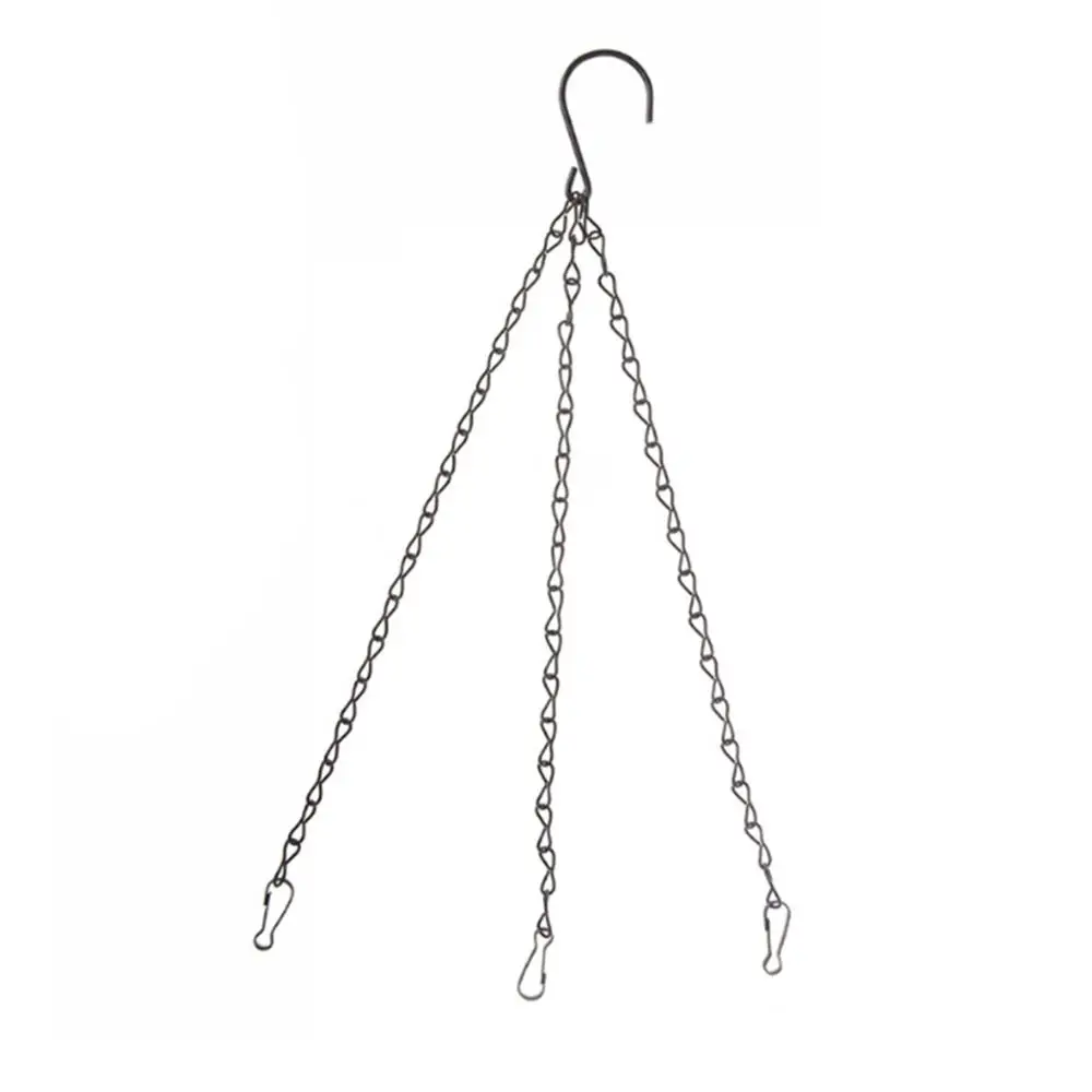 3-Point Garden Planter Basket 40cm Iron Hanging Chains Flower Plant Pot Flower Basket Holder Hanging Chain with Hook - Цвет: Черный
