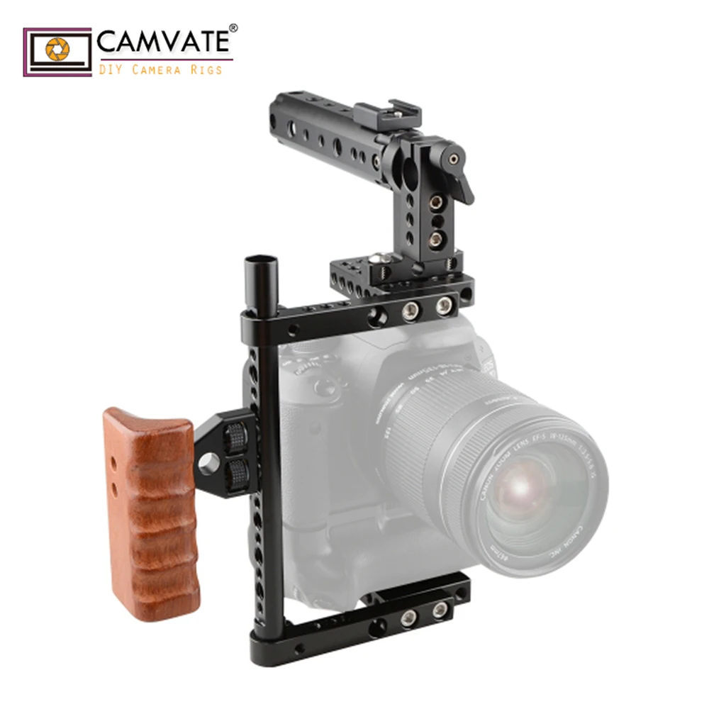 

CAMVATE Universal Cage Top Handle Wood Grip for 80D, GH5 (Large) C1561 camera photography accessories